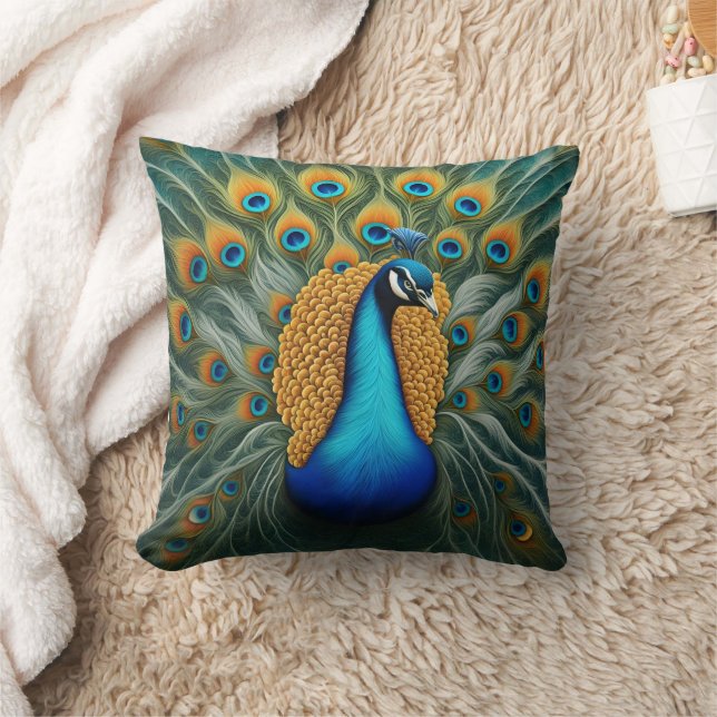 Coussin Colorful Peacock Afficher les plumes dans la natur (Couverture)