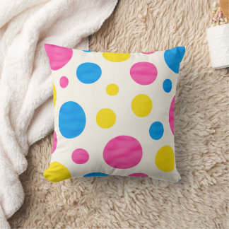 Coussin Colorful Polka Dots Pink Blue Yellow Retro