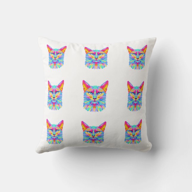 Coussin  Colorful Pop Art Cat Double-Sided Pillow (Verso)
