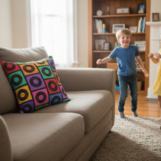 Coussin Colorful Pop Art Vinyl Records