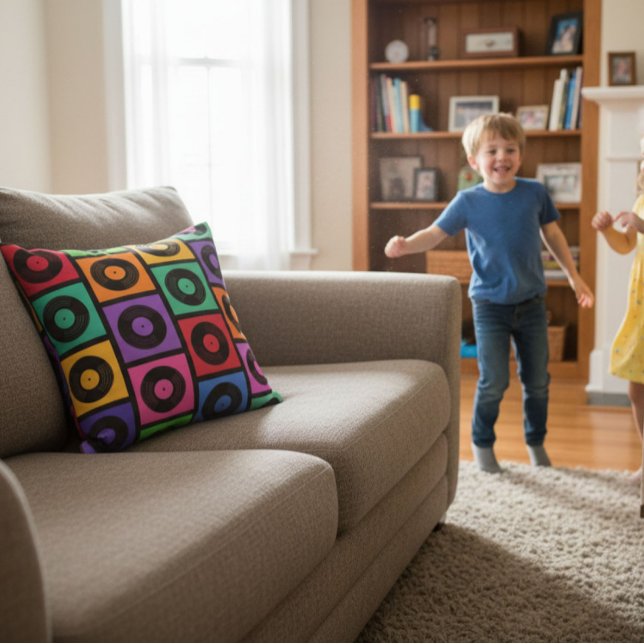 Coussin Colorful Pop Art Vinyl Records (Créateur téléchargé)