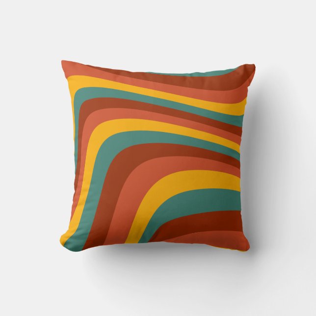 Coussin Colorful Retro Wave Amusant Super Motif Abstrait (Recto)