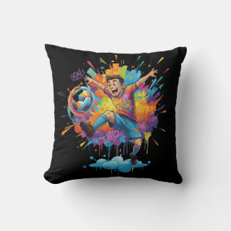 Coussin Colorful Soccer Boy Throw Pillow