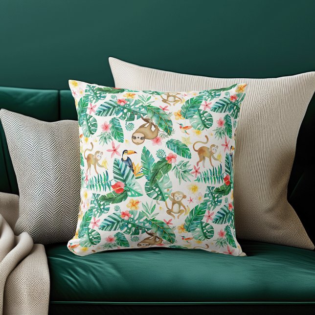 Coussin Colorful Tropical Jungle Animaux Motif (Créateur téléchargé)