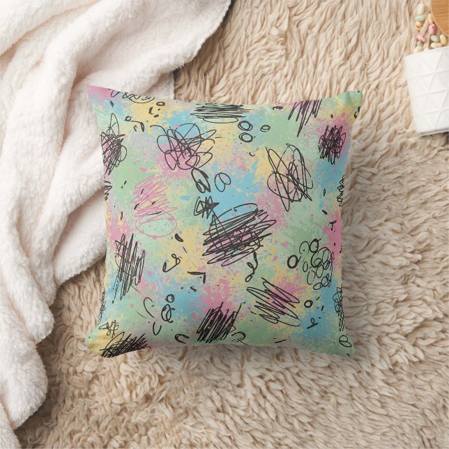 Coussin Colorful Urban Graffiti Pattern (4) (Couverture)