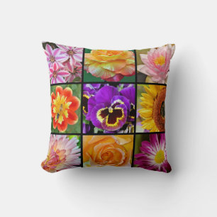 Coussin colorié de coloriage de fleurs de printemp