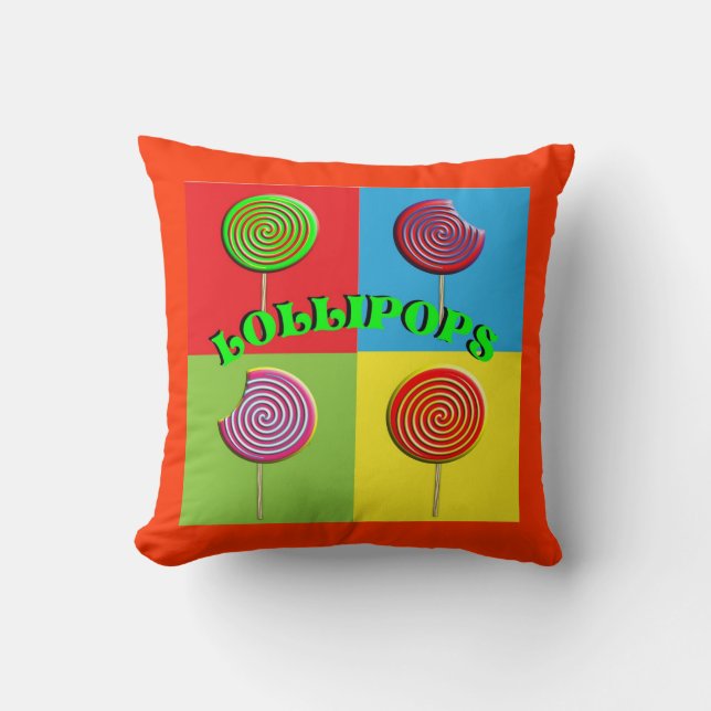 Coussin Coloris Pop Art Style Candy Lollipops (Recto)