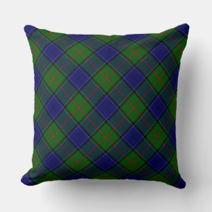 Coussin Colquhoun tartan bleu vert plaid