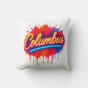 Coussin Columbus Neon Street Art Splash