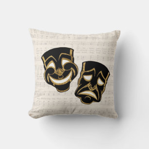 Coussin Comédie et tragédie musicale Black & Gold