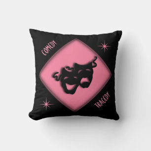 Coussin Comédie et tragédie Théâtre rose et noir