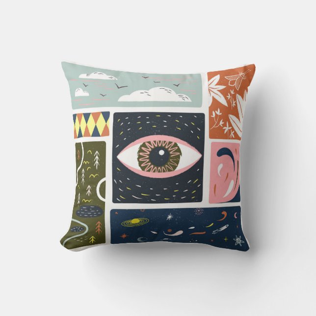 Coussin Comic Nature Space : Illustration d'automne (Recto)