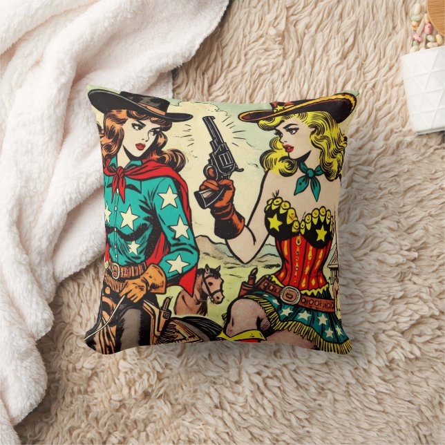 Coussin Comics Western Cowgirl vintage (Couverture)