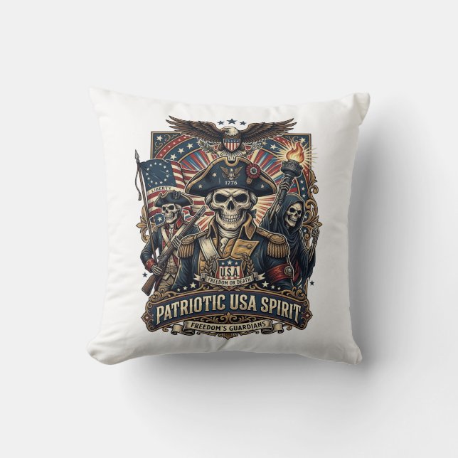 Coussin Commandant de crâne colonial patriotique sombre Sk (Recto)