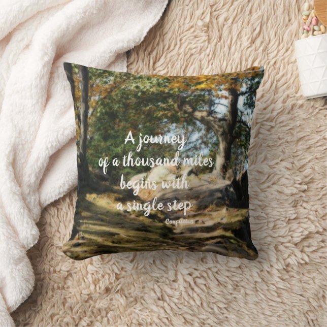 Coussin Commencer le sentier du bois de la citation inspir (Couverture)
