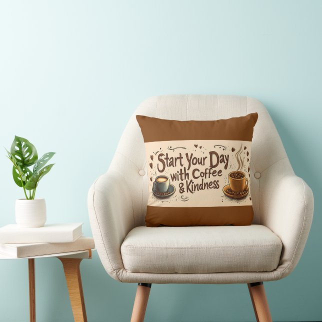 Coussin Commencez votre journée avec un devis de café et d (Chaise)