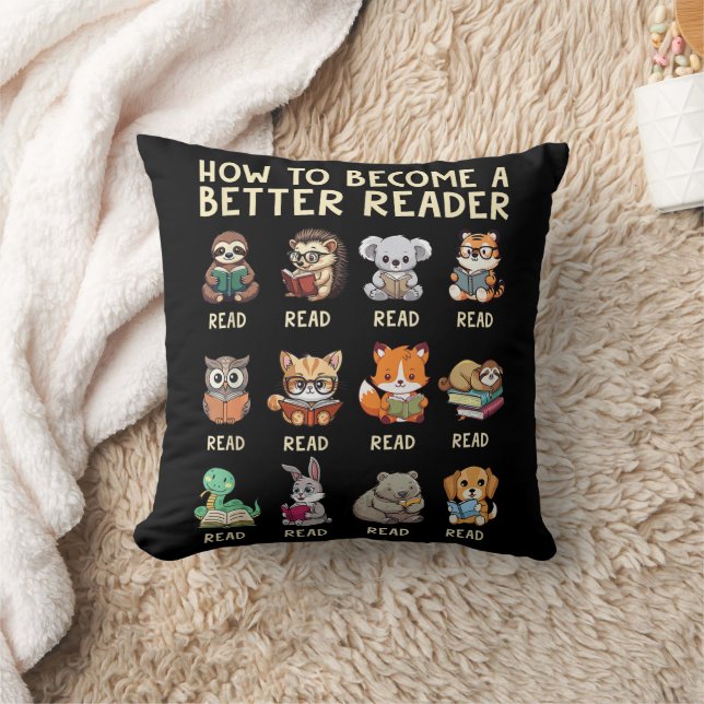 Coussin Comment Devenir un Meilleur Lecteur Livre Animaux  (Couverture)