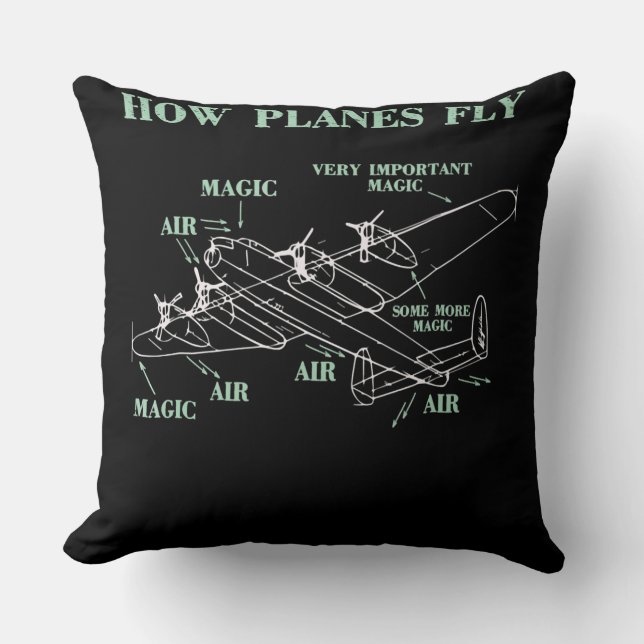 Coussin Comment les avions volent amusant ingénieur aérosp (Recto)