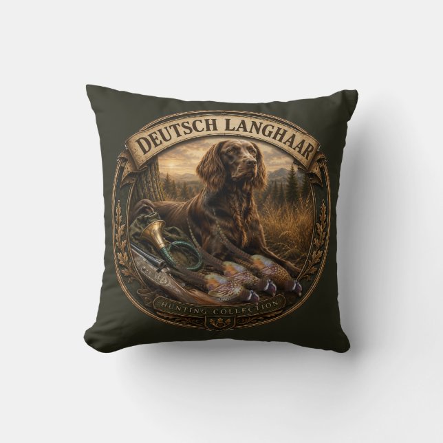 Coussin Compagnon de chasse Pointer allemand à poil long (Recto)