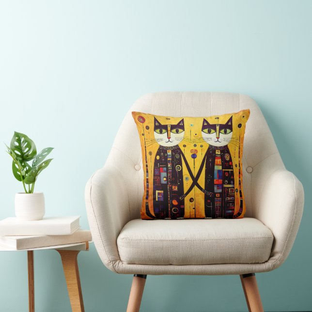Coussin Compagnons Abstraits : Un conte de deux chats (Chaise)