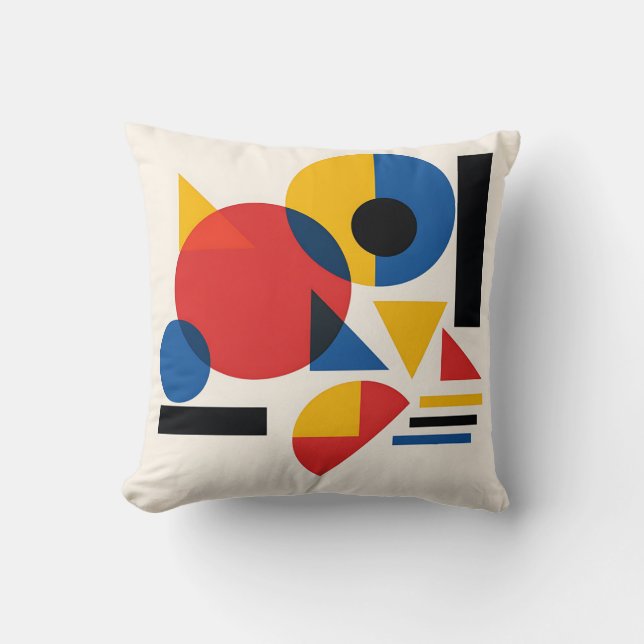 Coussin Composition Abstraite Géométrique Bauhaus (Recto)