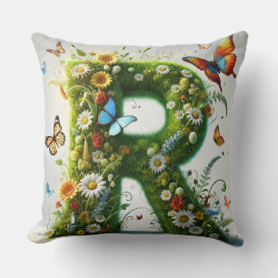 Coussin Composition de la lettre R avec des papillons vibr