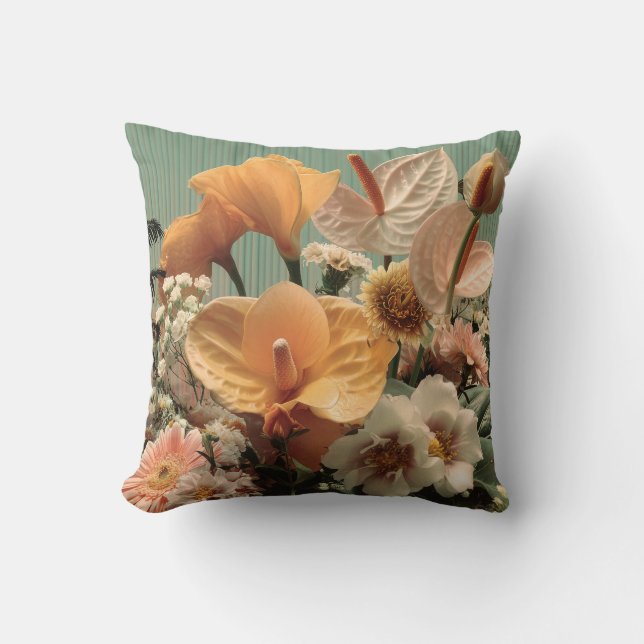 Coussin Composition florale d'anthurium et de fleurs tropi (Recto)