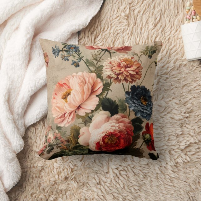 Coussin Composition florale vintage vibrante (Couverture)