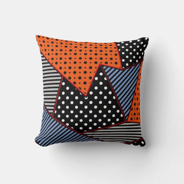 Coussin Composition géométrique Abstraite : Bleu orange (Recto)