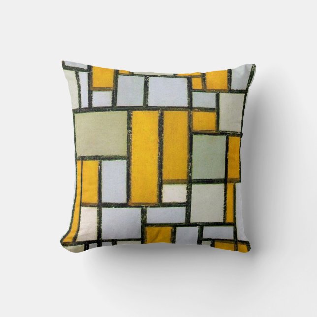 Coussin Composition Jaune et gris, Mondrian (Recto)