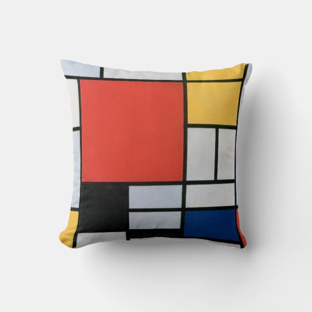 Coussin Composition Rouge, Jaune, Bleu, Noir | Mondriaan | (Recto)