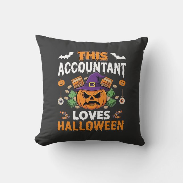 Coussin Comptable Aime Halloween Citrouille Comptable Desi (Recto)