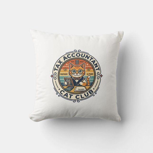 Coussin Comptable fiscal chat mignon kitty design - Compte (Recto)