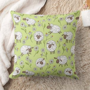 Coussin Compter les moutons sur le vert de rosée miel