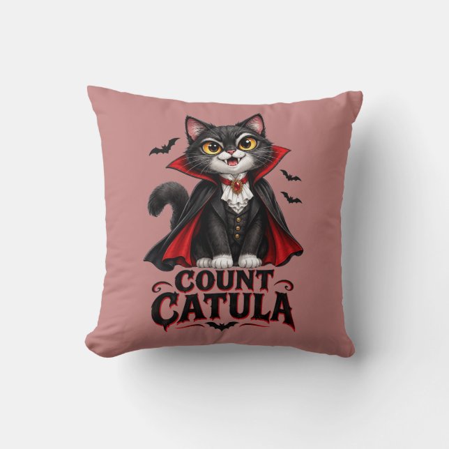 Coussin Comte Catula Chat Vampire Halloween Chat Spooky Go (Recto)