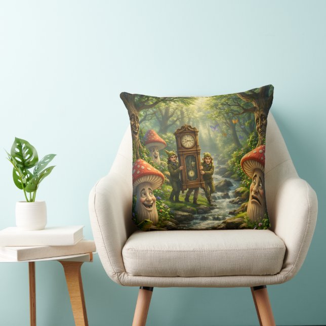 Coussin Comte Forest gnomes ruisseau champignon grand-père (Chaise)