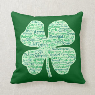 Coussin Comtés de shamrock de l'Irlande