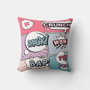 Coussin concept créatif Abstrait comic pop art style blan