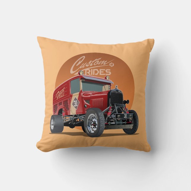 Coussin Concept de voiture de course rétro customisé (Recto)