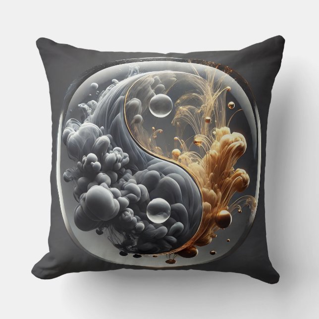 Coussin Concept Yin Yang avec motifs fluides (Recto)
