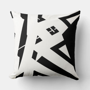Coussin Concepteur abstrait moderne blanc et noir