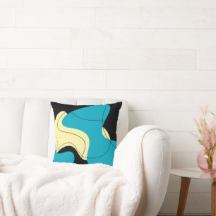 Coussin Concepteur Abstrait noir et bleu