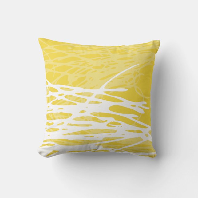 Coussin Conception abstraite dans le blanc et le jaune (Recto)