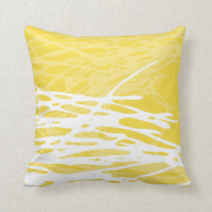 Coussin Conception abstraite dans le blanc et le jaune