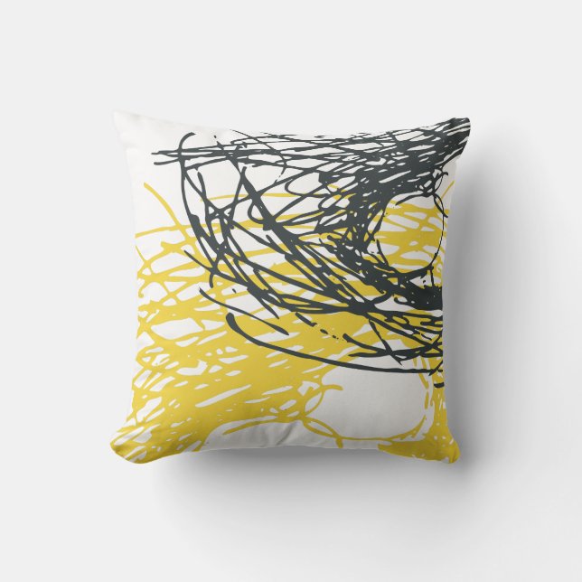 Coussin Conception abstraite dans le blanc et le jaune (Recto)