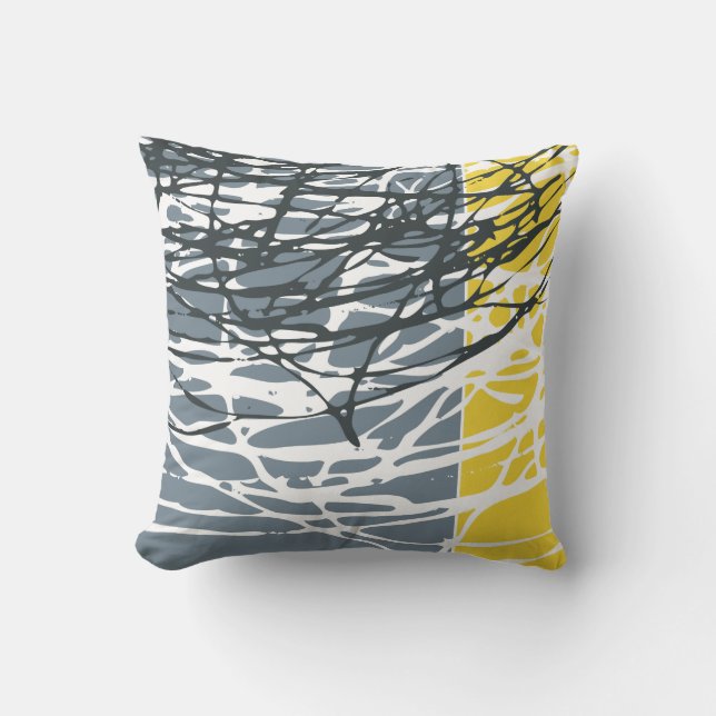 Coussin Conception abstraite dans le gris et le jaune (Recto)