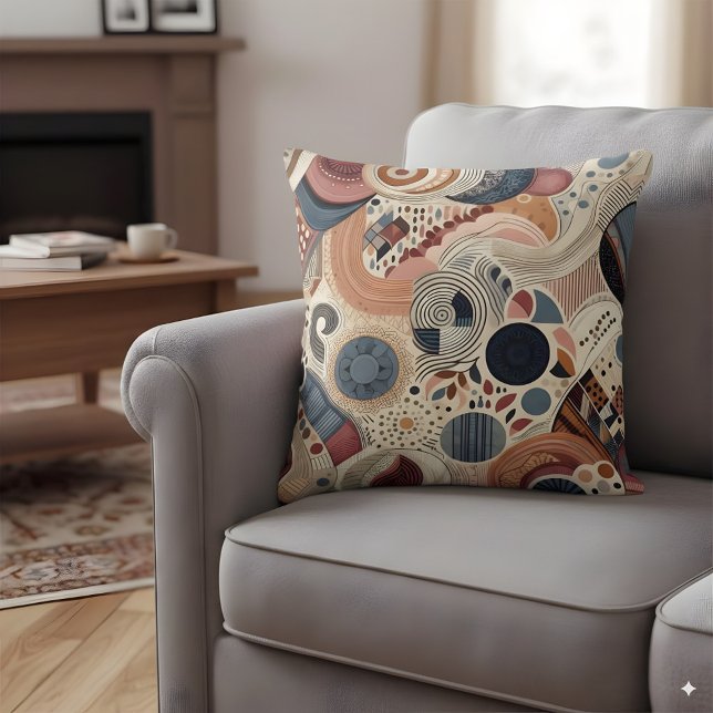 Coussin Conception abstraite dans les couleurs bohème (Créateur téléchargé)