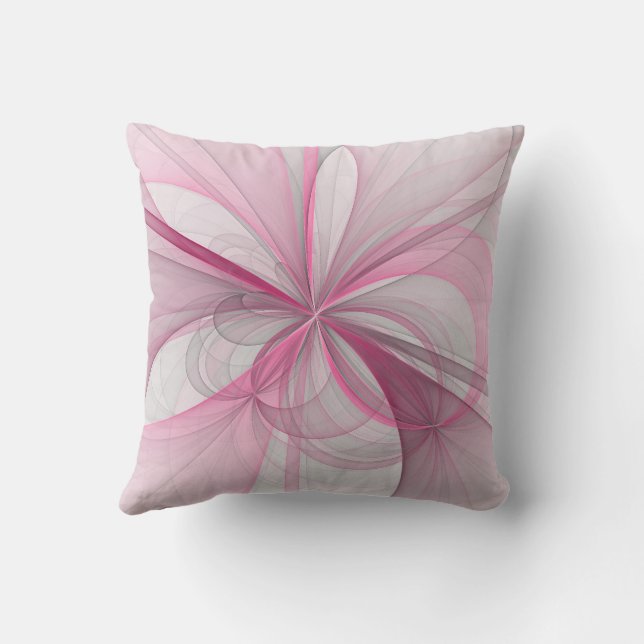 Coussin Conception Abstraite de fractal rose pâle moderne (Verso)