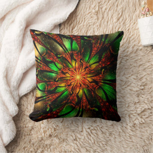 Coussin Conception Abstraite des fleurs fractales.