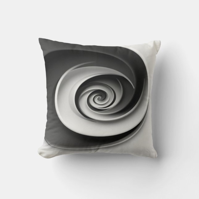Coussin Conception Abstraite Élégante en Spirale Noir et B (Recto)
